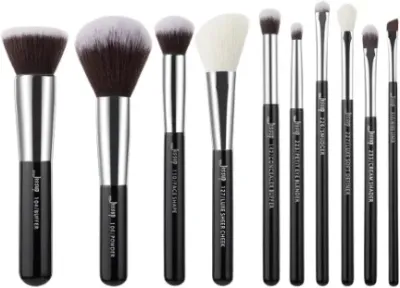 Набор кистей для макияжа Jessup Black Silver Mix Hair Brush Set T176 из 10 предметов