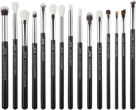 Набор кистей для макияжа Jessup Black Silver Mix Hair Brush Set, модель T177, 15 шт