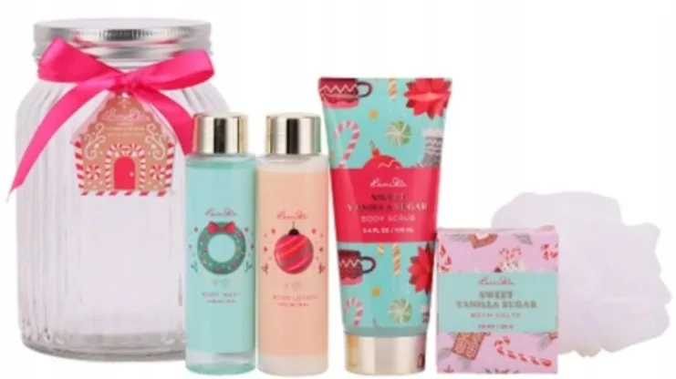 Набор Love Skin Sweet Vanilla Sugar скраб для тела 100 мл лосьон 75 мл гель для душа 75 мл соль для ванны 50 г и мочалка