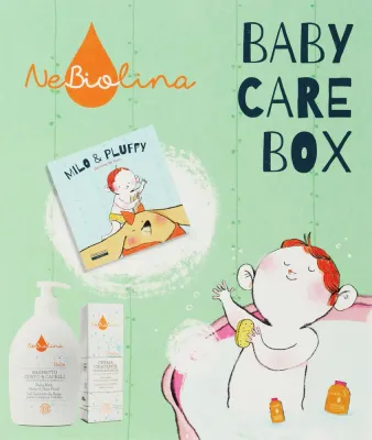Детский набор NeBiolina Baby Care Box пена-шампунь для тела и волос и увлажняющий крем с маслом оливы 500+100 мл