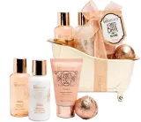 Набор IDC Institute Scented Bath Bronze апельсин и корица гель 100 мл лосьон 100 мл крем для рук 80 мл и бомбочка 40 г — фото 1