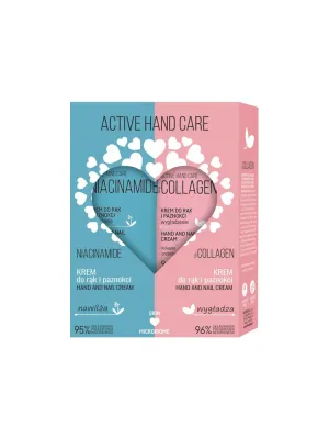 Набор кремов для рук и ногтей Floslek Active Hand Care с ниацинамидом и Phyto Collagen 2 шт по 50 мл
