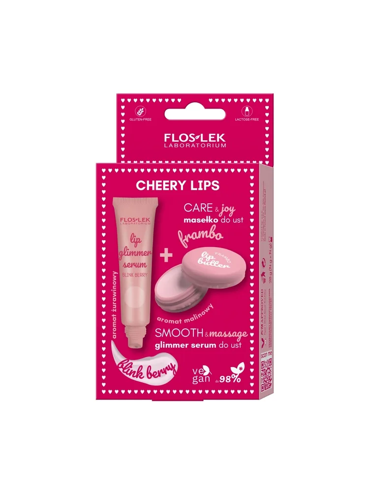 Набор Floslek Cherry Lips мерцающая сыворотка для губ Blink Berry 14 г и масло-баттер для губ Frambo 10 г