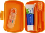 Дорожный набор Curaprox Kids для детей 6-12 лет зубная щетка паста 10 мл межзубные ершики и наклейки оранжевое — фото 2