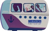 Дорожный набор Curaprox Kids для детей 6-12 лет зубная щетка паста 10 мл межзубные ершики и наклейки фиолетовое — фото 1