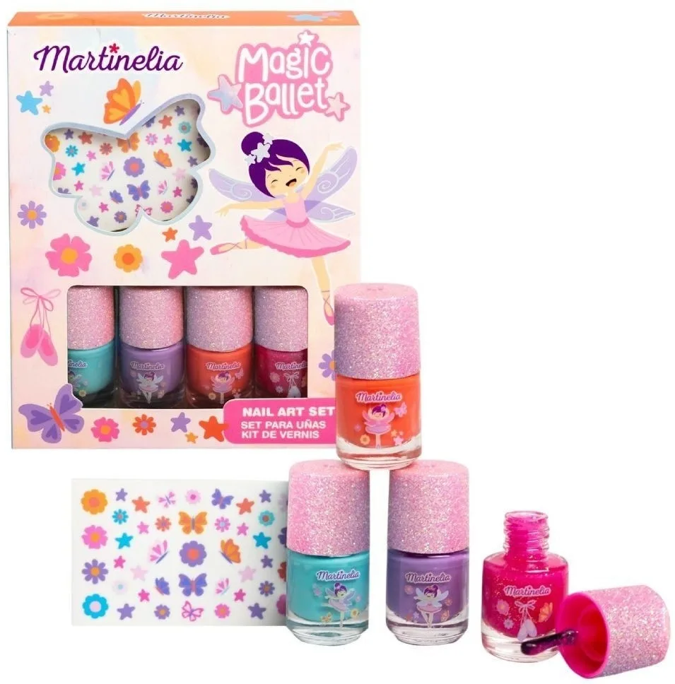 Детский набор для маникюра Martinelia Magic Ballet лаки для ногтей 4 шт и лист наклеек
