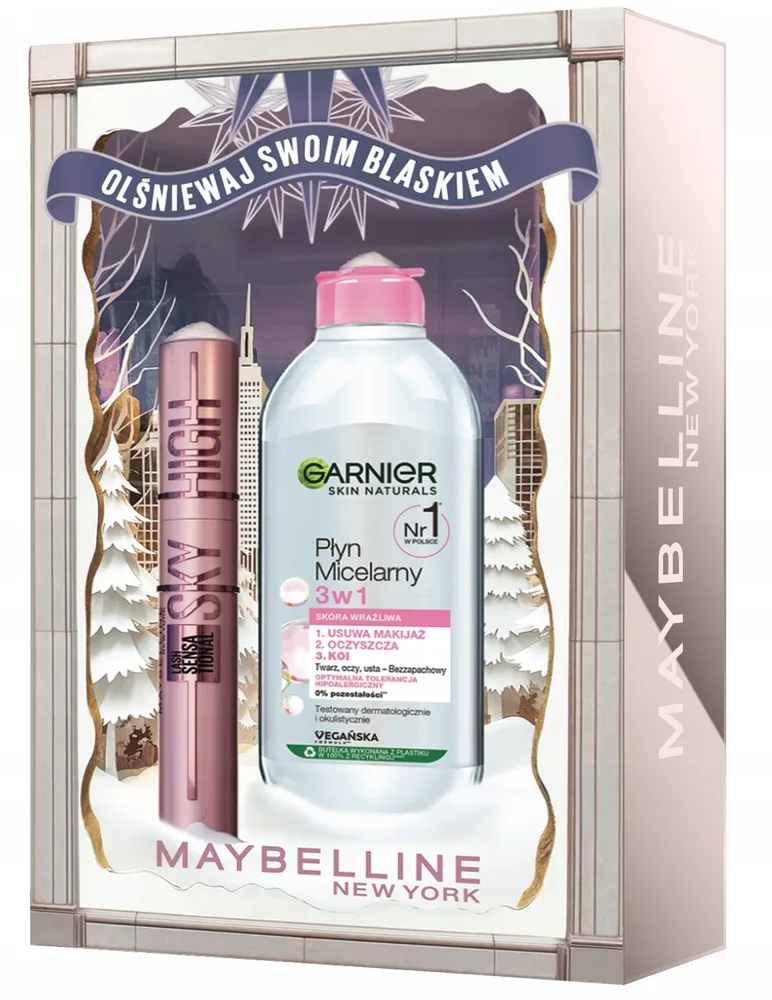 Maybelline New York Zestaw - Набор Maybelline тушь Lash Sensational Sky High и мицеллярная вода Garnier 3в1 7.2+400 мл