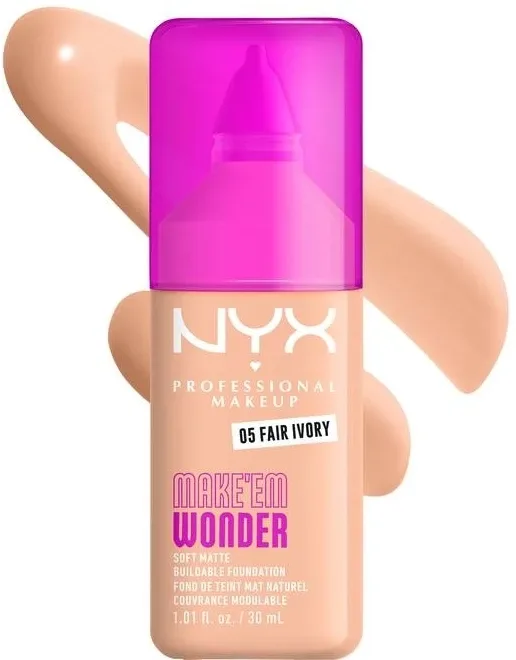 NYX Professional Makeup Podkład do twarzy - Тональный флюид NYX Professional Make Em Wonder Soft Matte матирующий стойкий, 30 мл, оттенок 11 - Classic Ivry