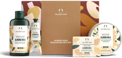 Набор The Body Shop Almond Milk масло для тела 200 мл крем-гель для душа 250 мл крем для рук 30 мл и мыло 100 г