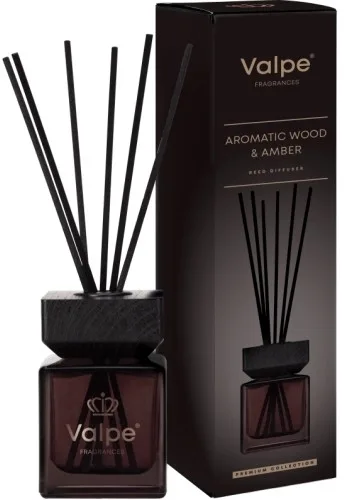Аромадиффузор для дома Bispol Valpe Aromatic Wood Amber Diffuser 80 мл деревянная крышка