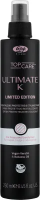 Lisap Ultimate K Black — разглаживающий термозащитный спрей для волос с бабассу и рисовым протеином, 250 мл