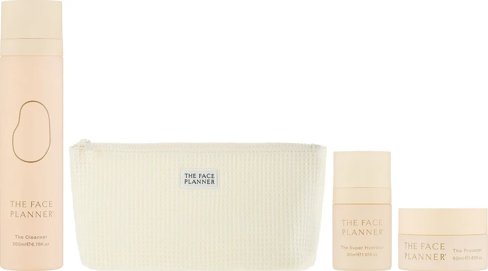 Набор The Face Planner The Essentials Edit очищающий гель 200 мл крем 50 мл крем для области вокруг глаз 30 мл и косметичка