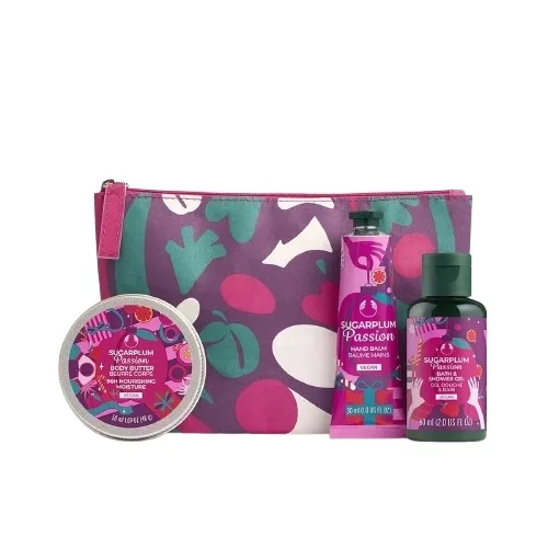 Набор The Body Shop Sugarplum Passion гель для душа 60 мл масло для тела 50 мл и бальзам для рук 30 мл