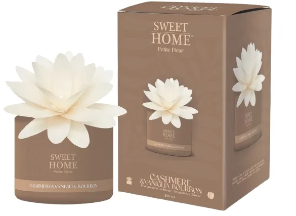 Аромадиффузор Sweet Home Collection Aroma Diffuser с цветком, Кашемир и Ваниль Бурбон, 200 мл