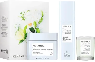 Набор для волос Kerasilk Recovery маска и бальзам с биомиметическим шелком и ароматическая свеча 200+75 мл