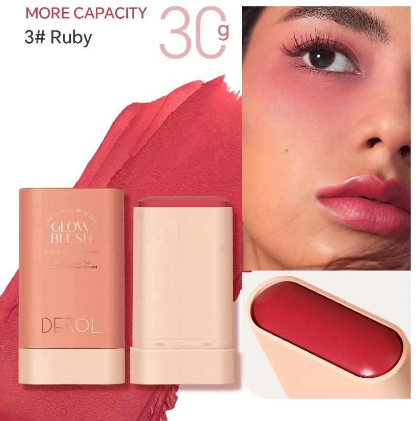 Стик для губ и щёк Derol Glow Blush Multi-Stick многофункциональный, с сияющим финишем, 30 г, оттенок 03