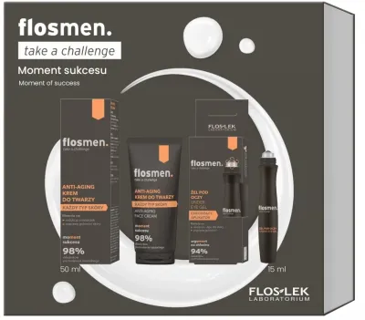 Мужской набор Floslek Flosmen крем для лица 50 мл и гель для области вокруг глаз с аппликатором 15 мл для зрелой кожи