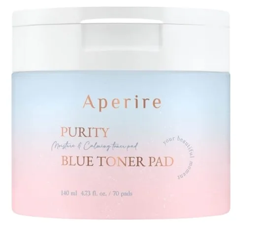 Тонизирующие пэды для лица Aperire Purity Blue с BHA, PHA и гиалуроновой кислотой, 140 мл