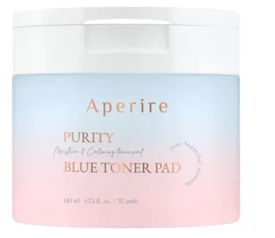 Тонизирующие пэды для лица Aperire Purity Blue с BHA, PHA и гиалуроновой кислотой, 140 мл