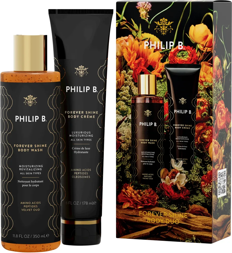 Набор для тела Philip B Forever Shine гель для душа и крем для тела с пептидом гороха 350+178 мл
