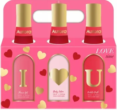 Набор Aurora Love Time гель для душа 150 мл пена для ванны 150 мл и лосьон для тела 150 мл