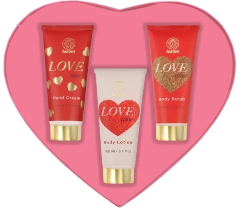 Набор Aurora Love Time крем для рук 100 мл бальзам для тела 60 мл и скраб для тела 100 мл