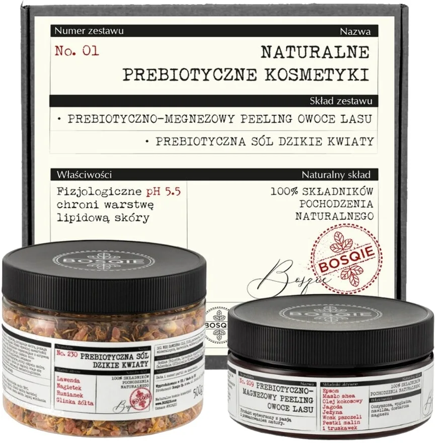 Набор Bosqie Prebiotic Spa соль для ванны Дикий луг 500 г и натуральный скраб для тела с лесными ягодами 300 г