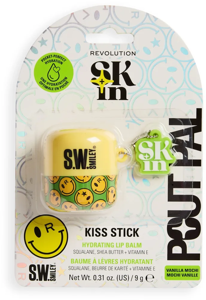 Бальзам для губ Makeup Revolution x S.W.Smiley Pout Pal Kiss Stick увлажняющий, с ванильным ароматом, 9 г