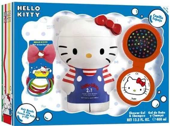 Air-Val International Zestaw (sh/gel/shm/400 мл + hair/brush + hair/accessor) * - Детский набор Air-Val Hello Kitty гель для душа и шампунь 400 мл расческа для волос и аксессуар для волос