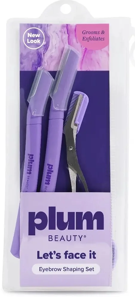Набор для оформления бровей Plum Beauty бритва ножницы с защитой и футляр