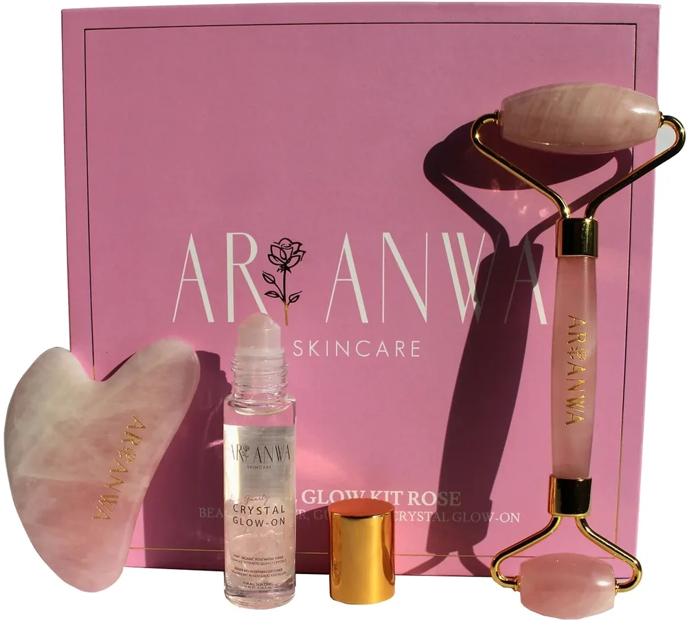 Набор ARI ANWA Skincare The Glow Kit Rose розовая вода 10 мл и гуаша из розового кварца