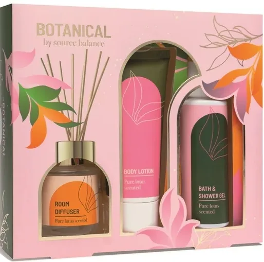 Набор Treffina Source Balance Botanicals ароматический диффузор 100 мл лосьон для тела 75 мл и гель для душа 100 мл