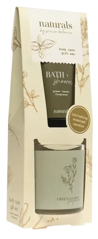 Набор Treffina Naturals гель для душа 100 мл и ароматическая свеча Green Leaves 135 г