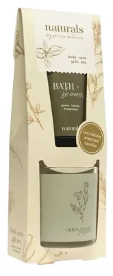 Набор Treffina Naturals гель для душа 100 мл и ароматическая свеча Green Leaves 135 г