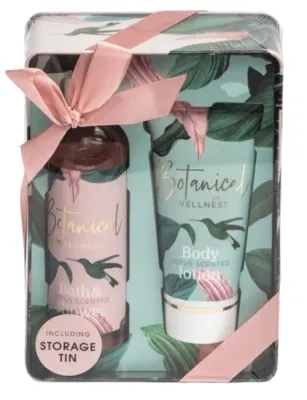 Набор Treffina Botanical Wellness гель для ванны и душа с лотосом 180 мл и лосьон для тела 120 мл в жестяной коробке