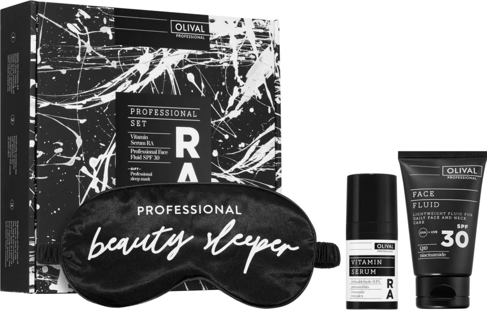 Набор для лица Olival Professional RA сыворотка с ретинальдегидом и церамидами флюид SPF 30 и маска для сна уценка 30+50 мл