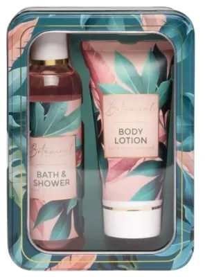 Набор Treffina Botanical Wellness гель для ванны и душа с лотосом 180 мл и лосьон для тела 120 мл в жестяной коробке