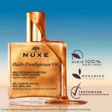 Набор Nuxe Glow Essentials сухое масло Huile Prodigieuse Or 50 мл бальзам для губ 15 г масло для душа 100 мл и косметичка — фото 2