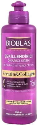Крем для волос Bioblas Repairing Styling регенерирующий, для повреждённых и кудрявых, укладка и восстановление, с кератином и коллагеном, 250 мл