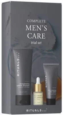 Мужской набор Rituals Complete Men's Care шампунь 50 мл бустер 6.5 мл и крем для лица 20 мл