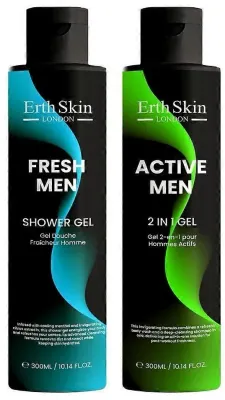 Мужской набор ErthSkin London гель для тела и волос Active Men 2 в 1 300 мл и гель для душа Fresh Men 300 мл