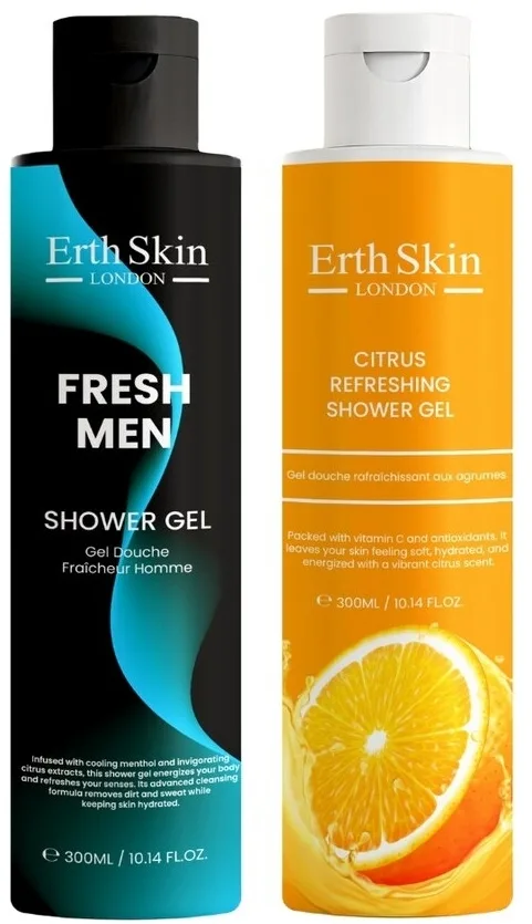 Мужской набор ErthSkin London цитрусовый гель для душа и гель Fresh Men 2 шт по 300 мл