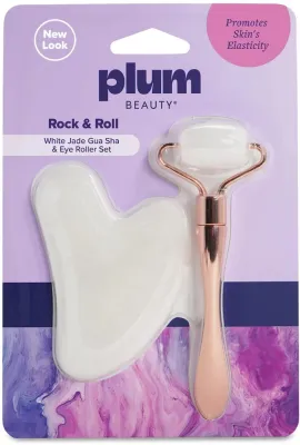 Набор для массажа лица Plum Beauty Rock & Roll гуаша и роллер из белого нефрита