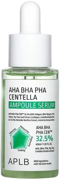 Сыворотка для лица APLB AHA BHA PHA Centella Ampoule против несовершенств, с кислотами и центеллой, 40 мл