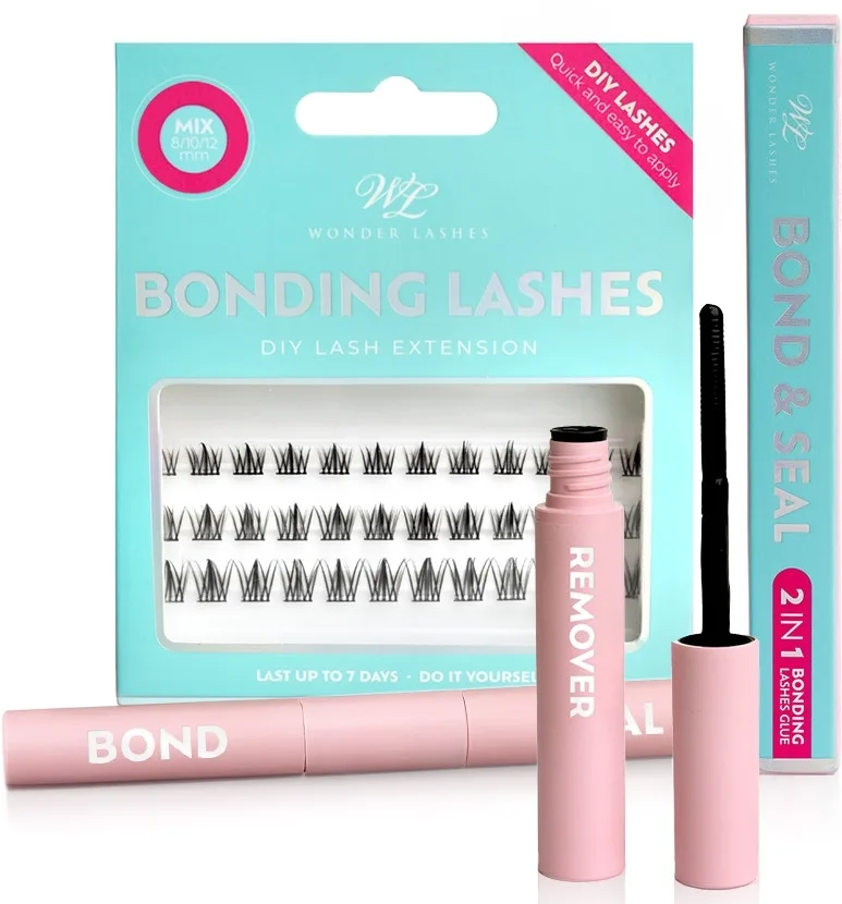 Набор Wonder Lashes Bonding Lashes Kim Effect пучки ресниц 8/10/12 мм 36 шт клей 8 мл и ремувер 4 мл
