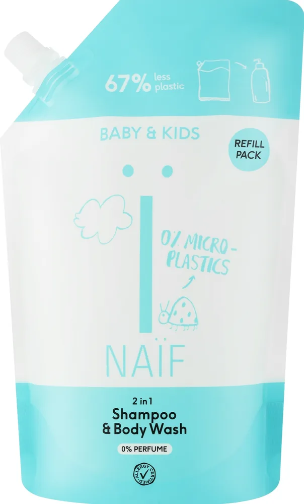 Сменный блок шампуня и геля для душа 2 в 1 Naif Baby & Kids, 500 мл