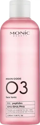 Тоник для лица Monic Beauty #Skin Code 03 Peptides And AHA/BHA/PHA Face Tonic с пептидами, с кислотами AHA/BHA/PHA, 250 мл