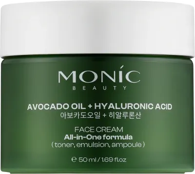 Крем для лица Monic Beauty All-in-One с маслом авокадо и гиалуроновой кислотой 50 мл