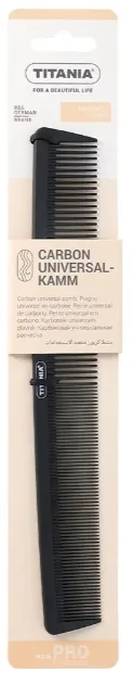 Гребень для волос Titania Carbon Universal Comb 1801/C карбоновый, чёрный, 22,5 см
