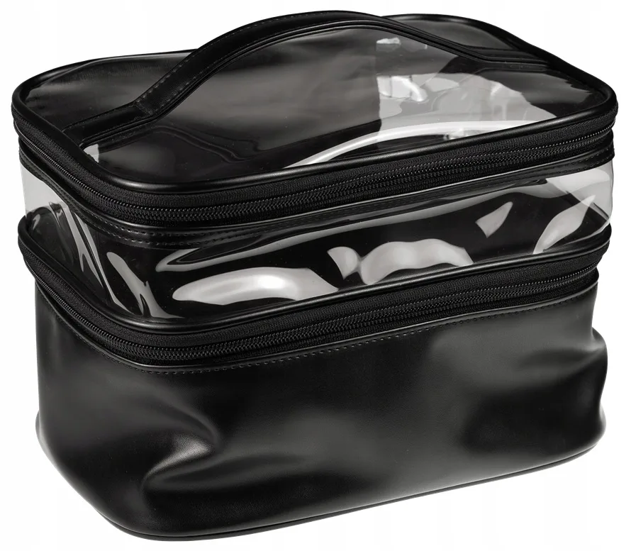 Косметичка органайзер Inter-Vion Glam Black 498548 большая черная с крючком 22,5х18,5х12 см